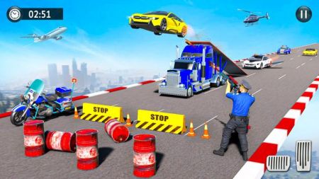Flying Police Car Stunt Game