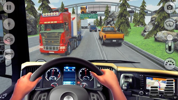在卡车驾驶中In Truck Driving Highway Race Simulator