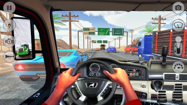 在卡车驾驶中In Truck Driving Highway Race Simulator