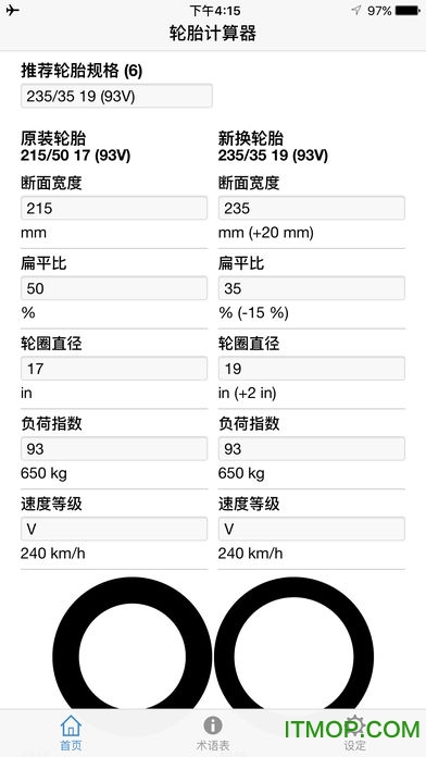 轮胎计算器手机中文版(轮胎改装升级计算)