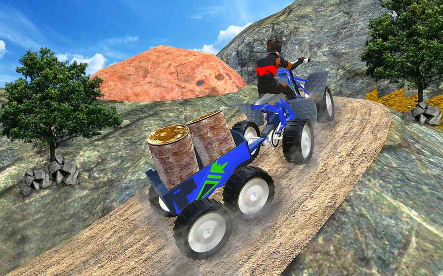 Quad ATV Rider: Extreme Off-Road Cargo Transport