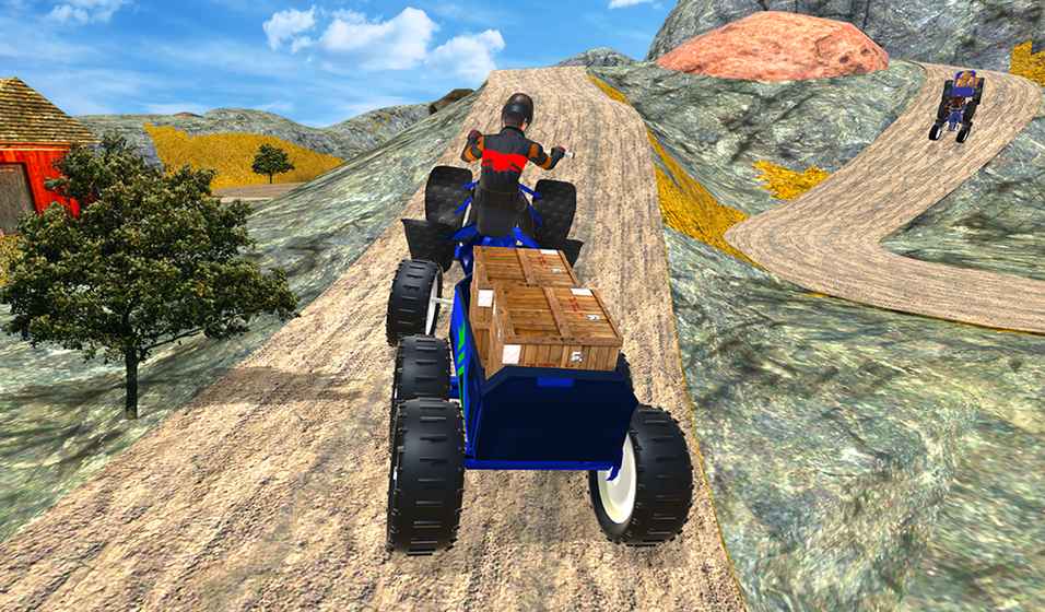 Quad ATV Rider: Extreme Off-Road Cargo Transport
