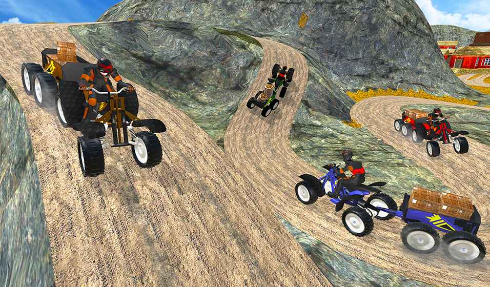 Quad ATV Rider: Extreme Off-Road Cargo Transport