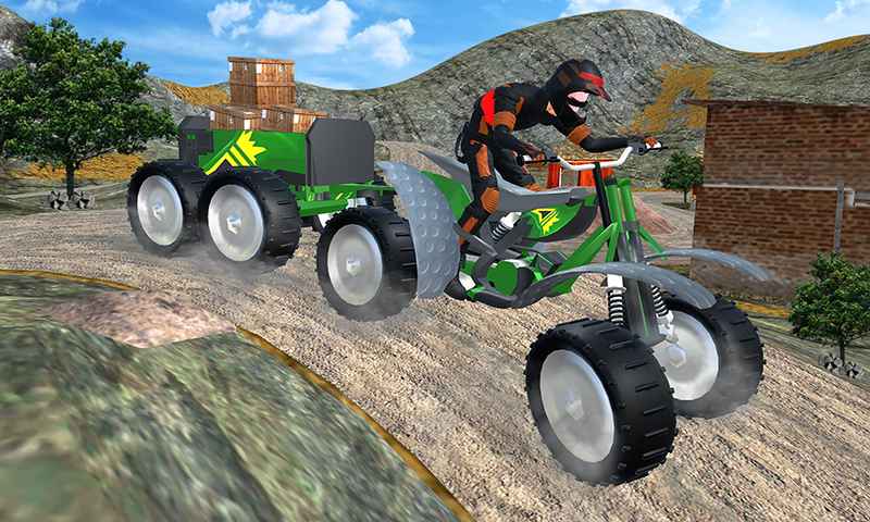 Quad ATV Rider: Extreme Off-Road Cargo Transport