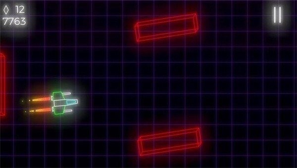 Neon Light Space Ship